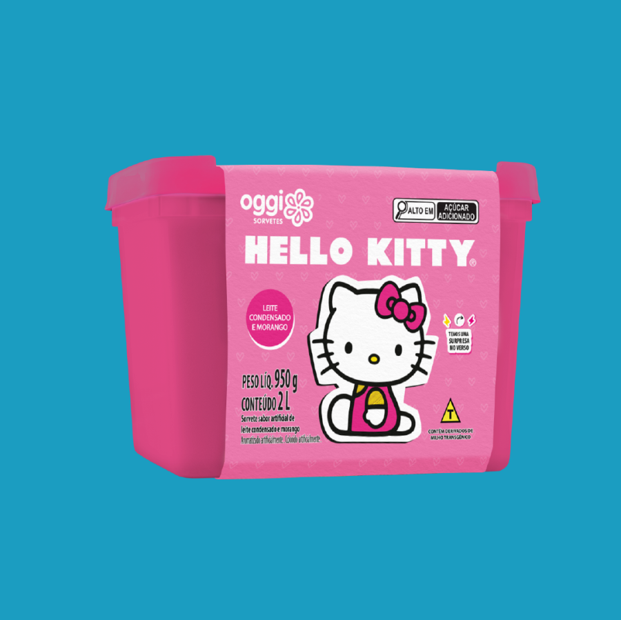 POTE HELLO KITTY MORANGO E LEITE CONDENSADO 2L